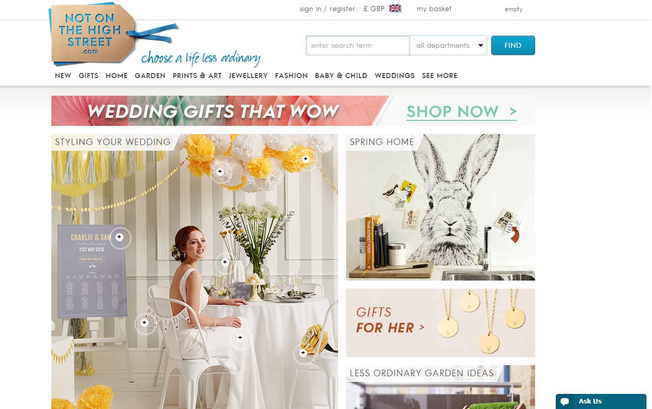 Not on the high street Ecommerce Web Design