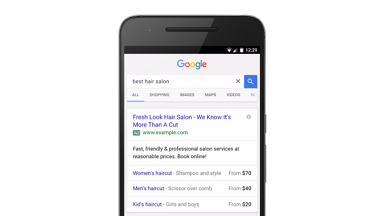 Google PPC price extensions